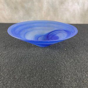Artisan Hand Blown Blue Swirl Glass Bowl  Matte finish